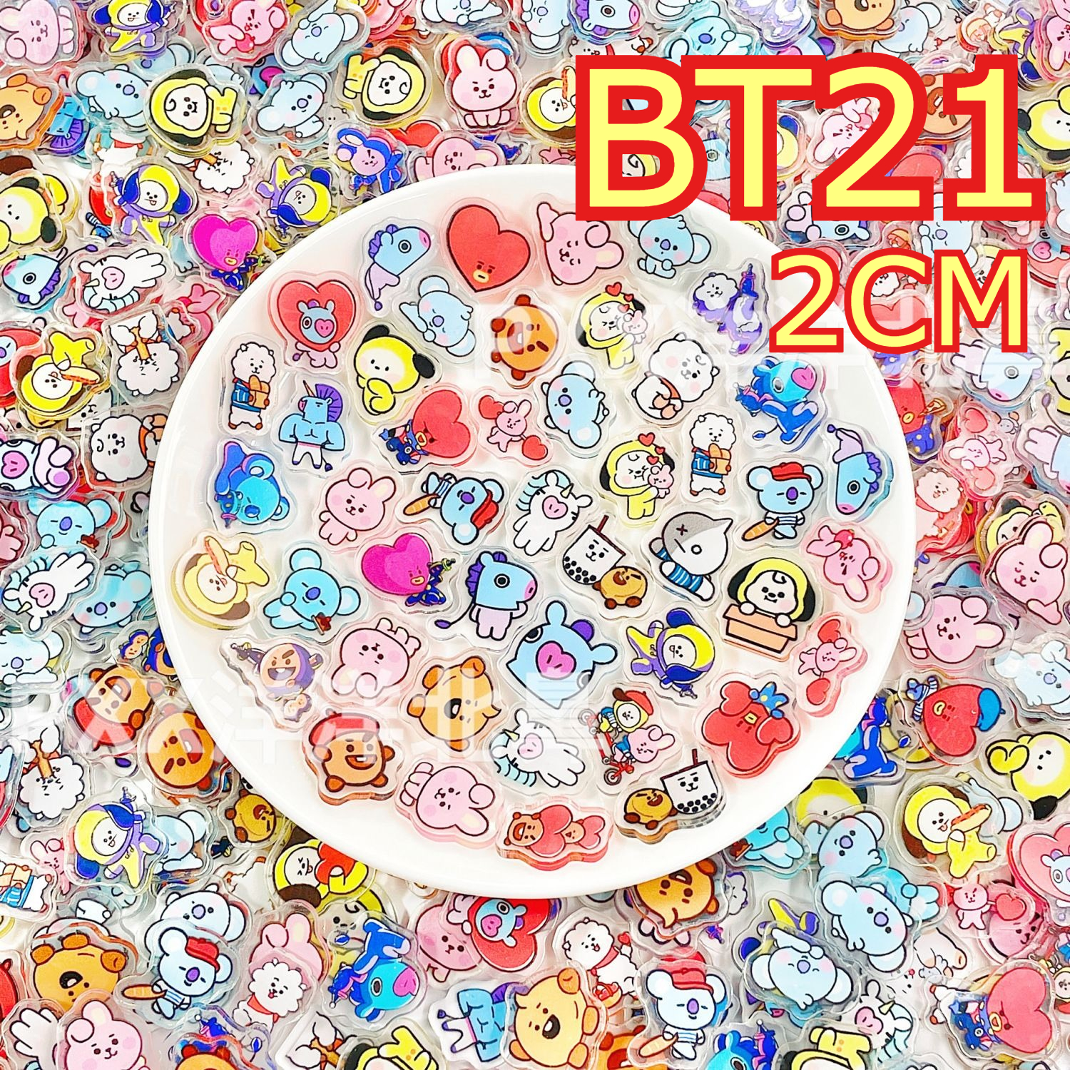 Clip In Hair Piece - 1/2cm 50/100pcs BT21 acrylic mini pieces
