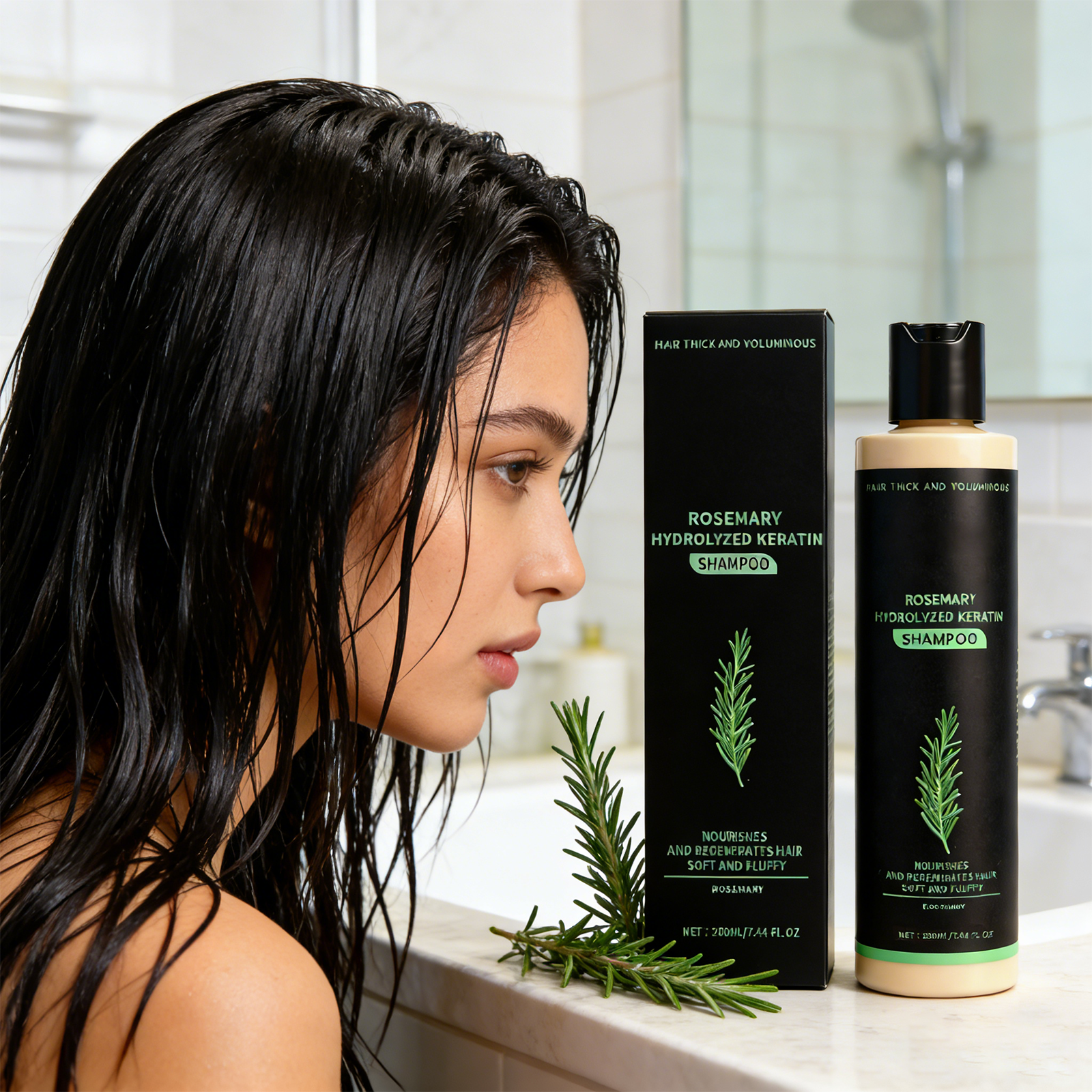Hair Care Keratin Shampoo - Natural Rosemary Oil Hydrolyzed Keratin Moisturizing