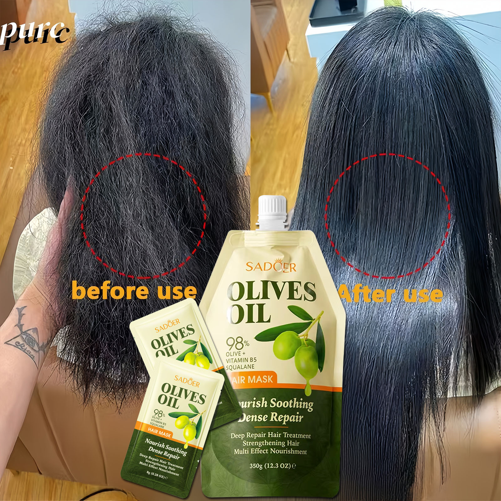 Hair Care Olive Oil - 1/2Bags Olive Oil Hair Mask Collagen
