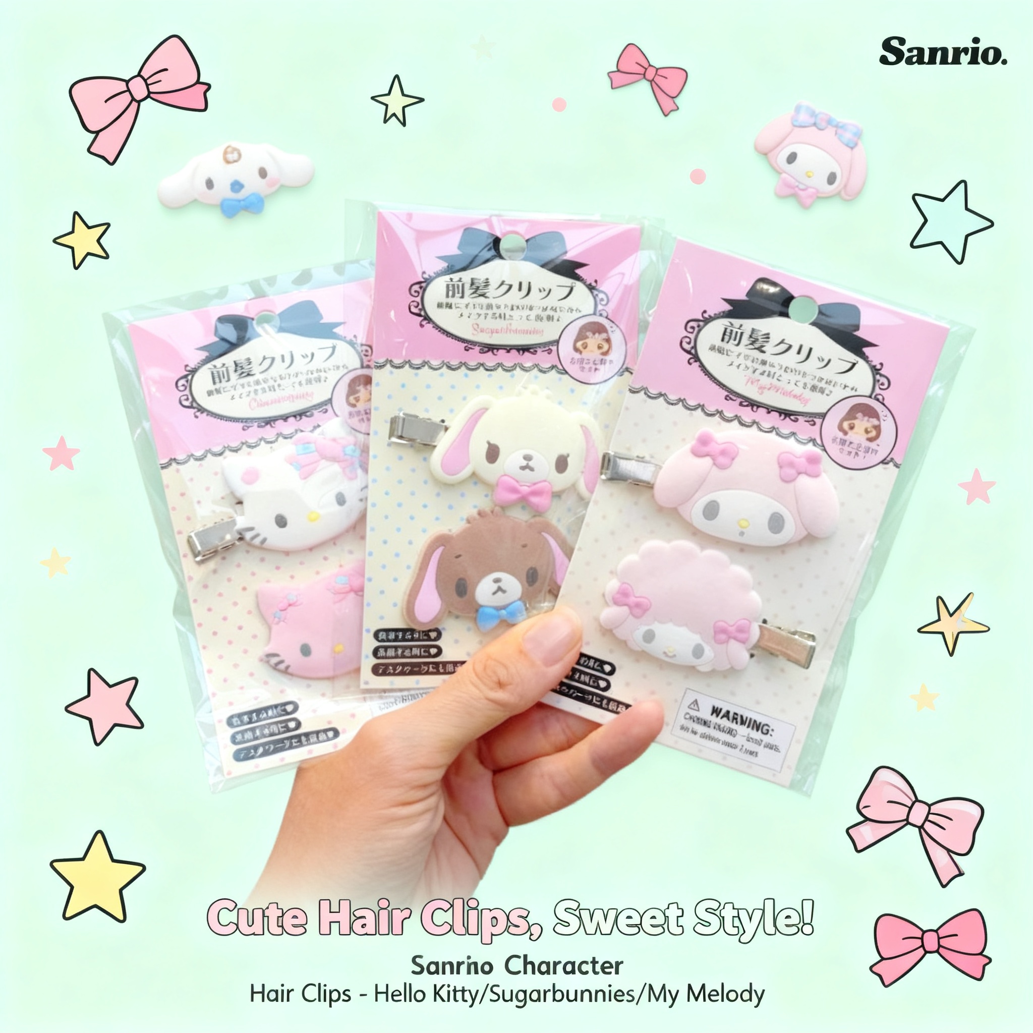Clip In Hair Piece - Kawaii Sugarbunnies Hairpin Cartoon Kuromi My