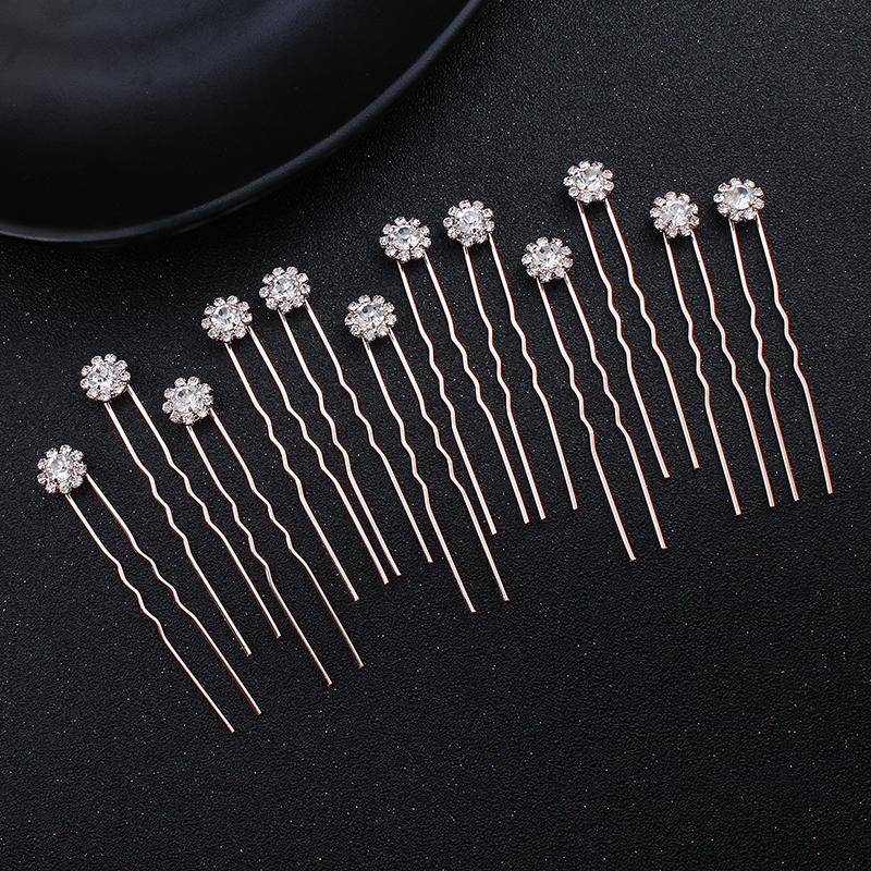 12PK/Set Fashion Rhinestone Fl - Clip In Hair Piece บทวิจารณ์และราคา
