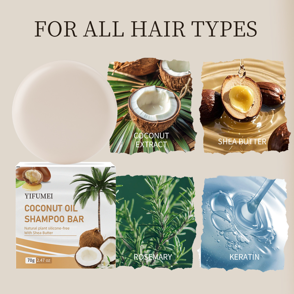 3Pcs Coconut Oil Shampoo Soap  - Hair Care Keratin Shampoo บทวิจารณ์และราคา
