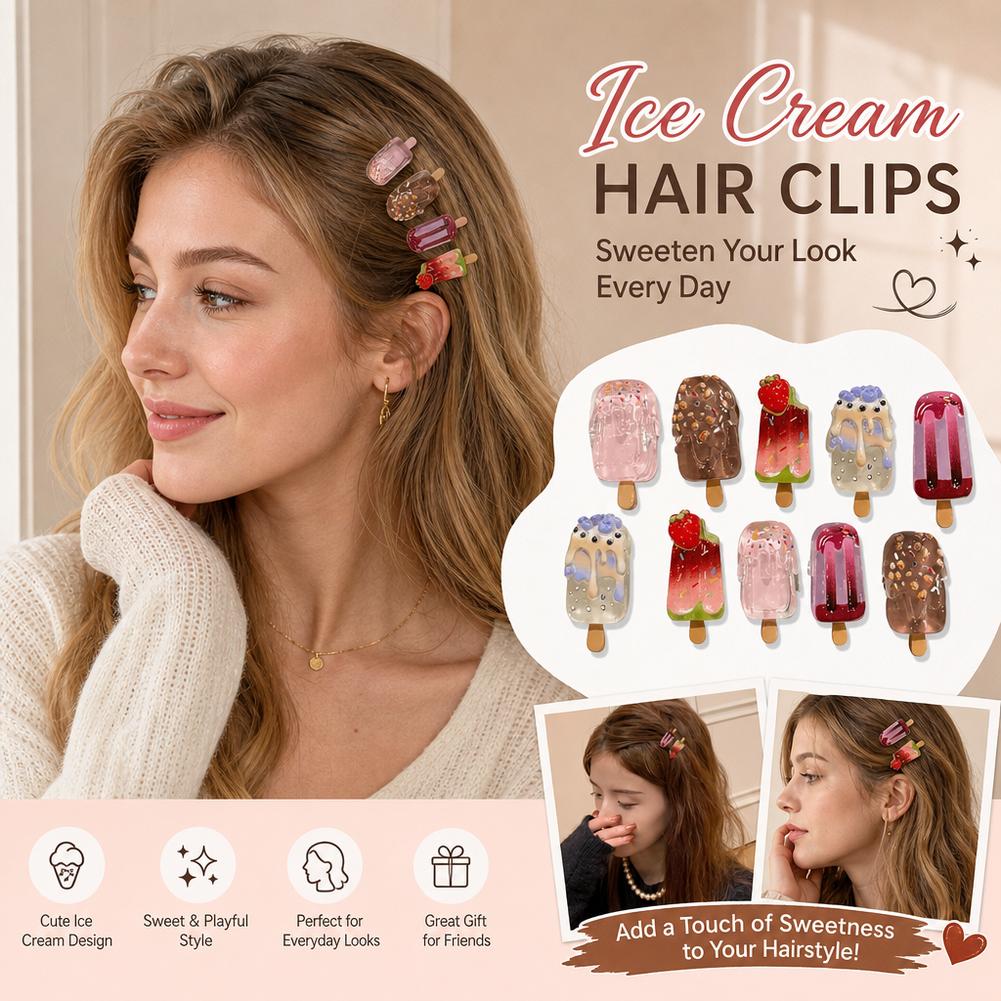 10Pcs Ice Cream Hair Clips Set - Hair Care Lotion บทวิจารณ์และราคา