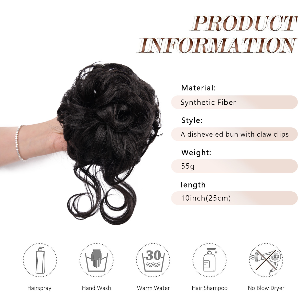 Messy Bun Hair Piece Claw Clip - Clip In Hair Piece บทวิจารณ์และราคา
